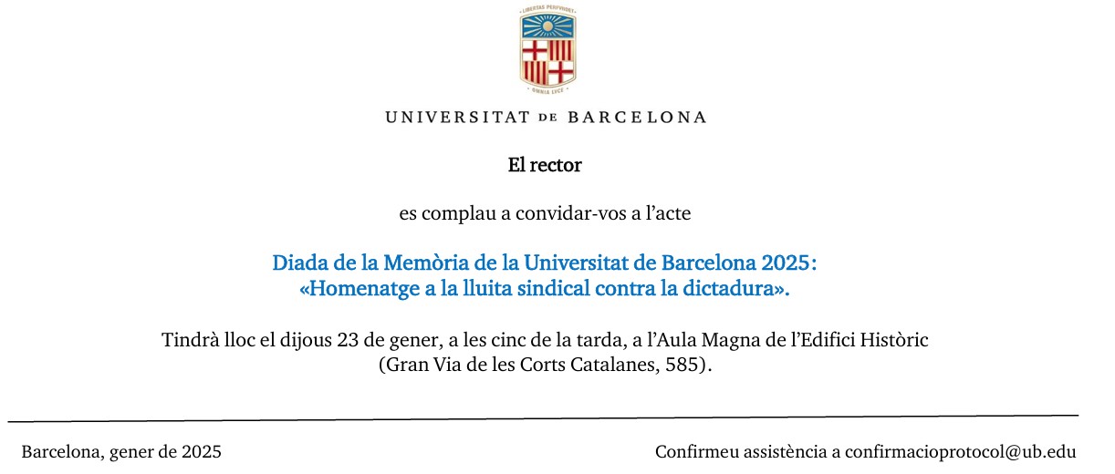 Invitació del Rector